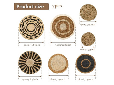 Flat Basket Wall Decor Set Girlfriend Room Handmade Decoration Pieces