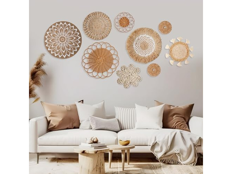Rattan Decorations For Wall Set Of 11 Basket Decor Customize Packaging