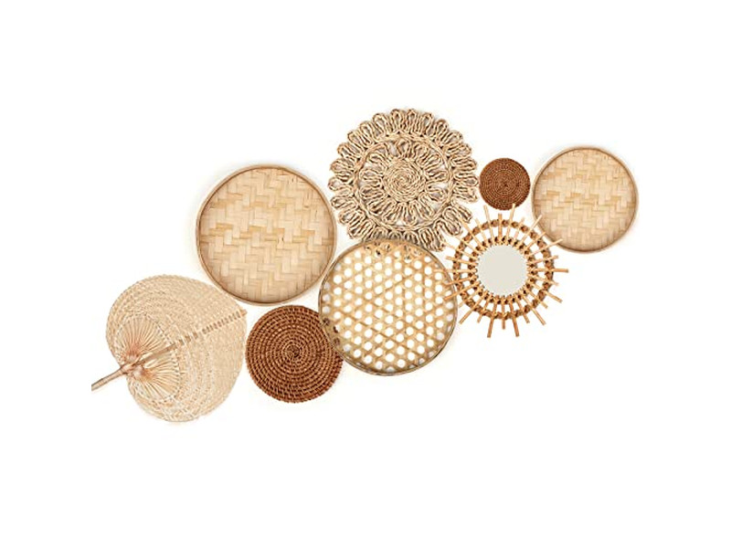 Wall Basket Decor With Blue Decoration From Bamboo Africa Art