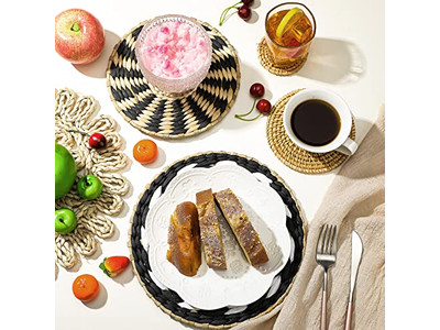 Boho Woven Basket Wall Decor Decorative Flat Baskets Handwoven Large