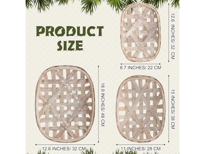 Rattan Bathroom Wall Decor Seagrass Set Of 3 Restaurant Decoration