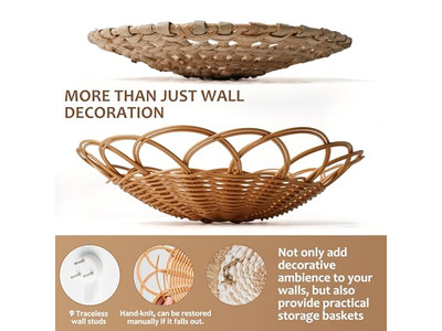 Rattan Decorations For Wall Set Of 11 Basket Decor Customize Packaging