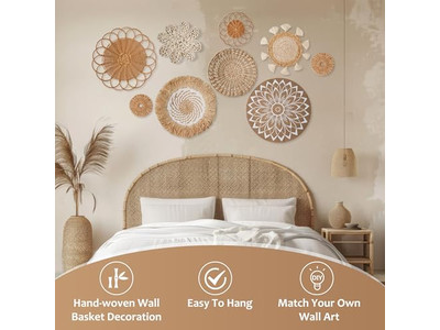 Rattan Decorations For Wall Set Of 11 Basket Decor Customize Packaging