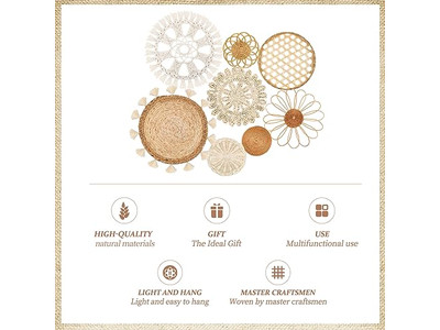 Round Boho Wall Basket Decor In Kitchen Baskets Farmhouse Woven For