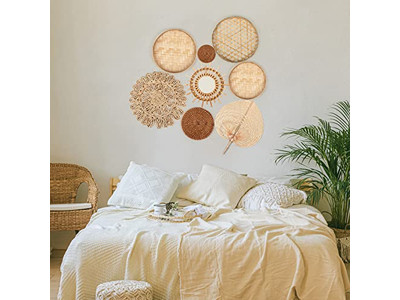 Wall Basket Decor With Blue Decoration From Bamboo Africa Art